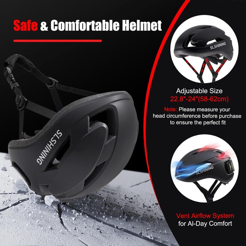 asteron Bike Helmet, Bicycle Helmets with Light, 360° High Visibility LED Display, Lightweight Adjustable Mountain Bike Helmet with Turn Signals, Smart APP Controlled, Helmets for Adults, Youth, Men & Women - Image 4